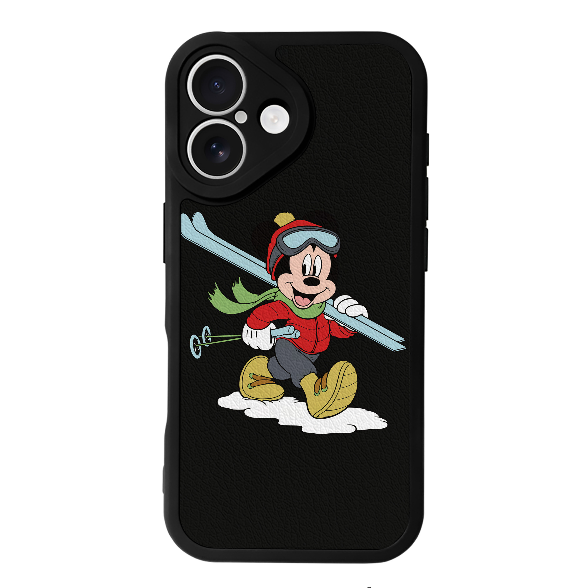 （画像用） ミッキーマウス Mickey Mouse 【iPhone 16シリーズ対応】シリコンスマホケース（レザー調） 材質：シリコン